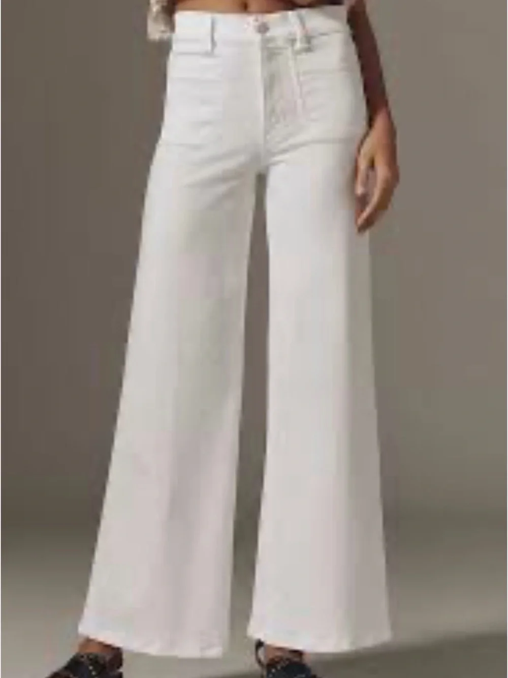 FRAME ecru high-rise wide-leg patch pocket jeans Slim Palazzo size 26